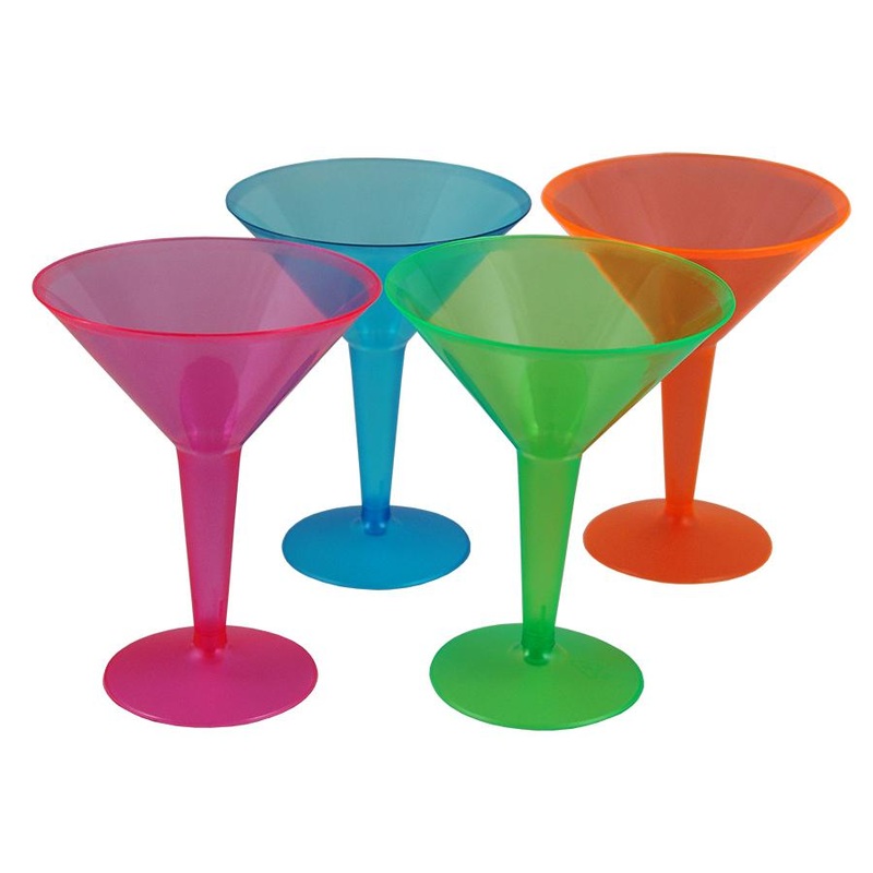 Plastic Neon Martini Cups – 8 ounce – Packs of 10