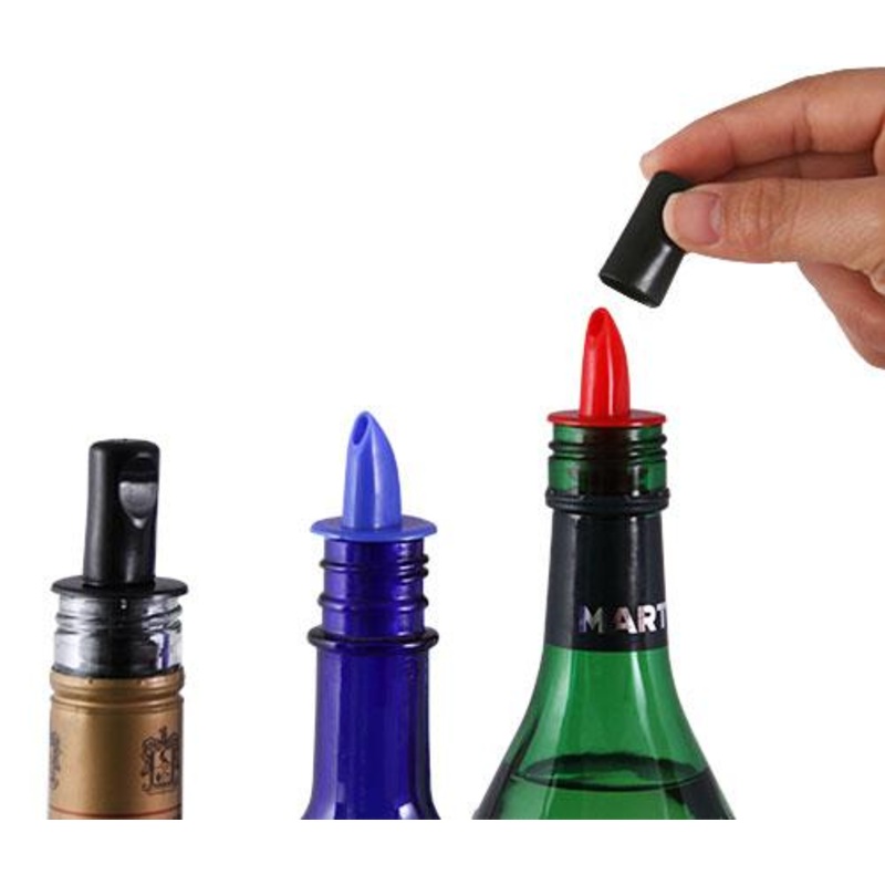 Plastic w/ Dust Cap Liquor Pourers – Packs of 12 – Color Options