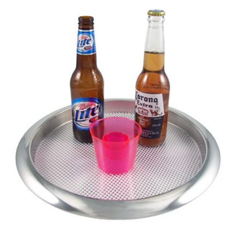 Stainless Steel Serving Tray – 12  Diameter w/ 1 Rim (Lip)
