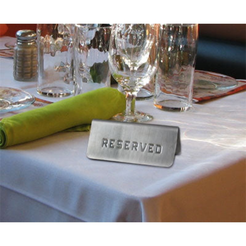 Tabletop Stamped Reserved Sign – Stainless Steel