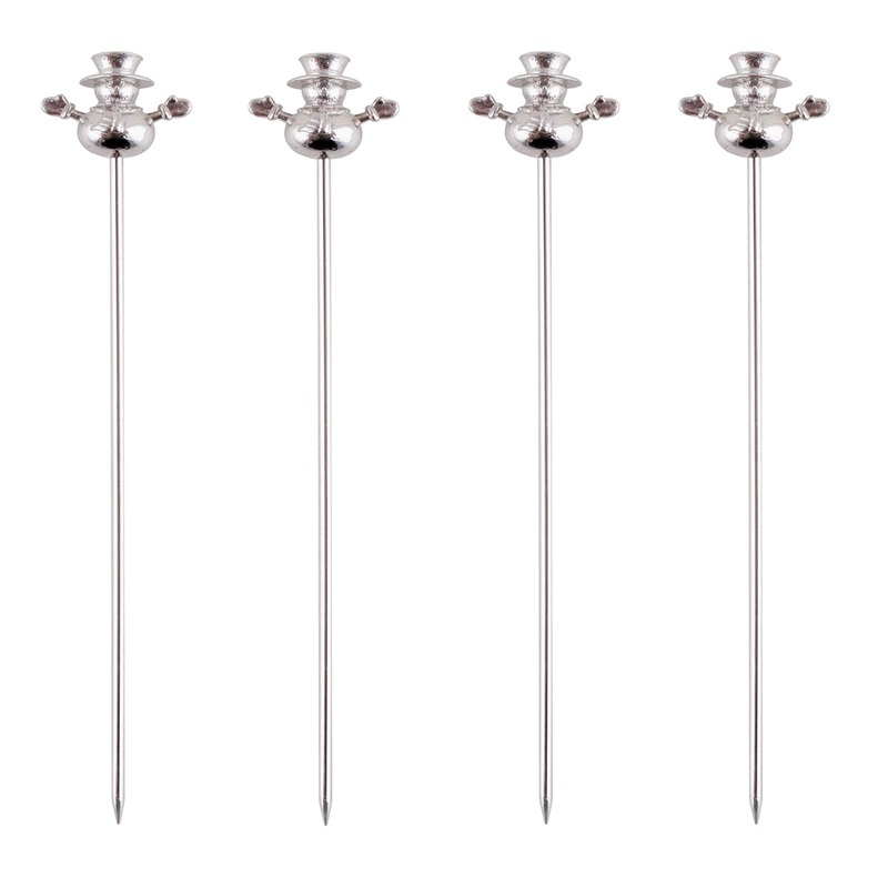BarConic Cocktail Pick – Snowman – Set of 4