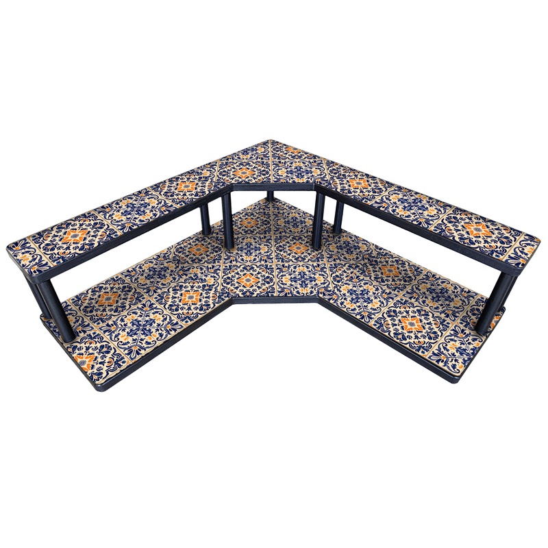 Counter Caddies – Blue Floral Tiles Themed Artwork – Multiple Size Options
