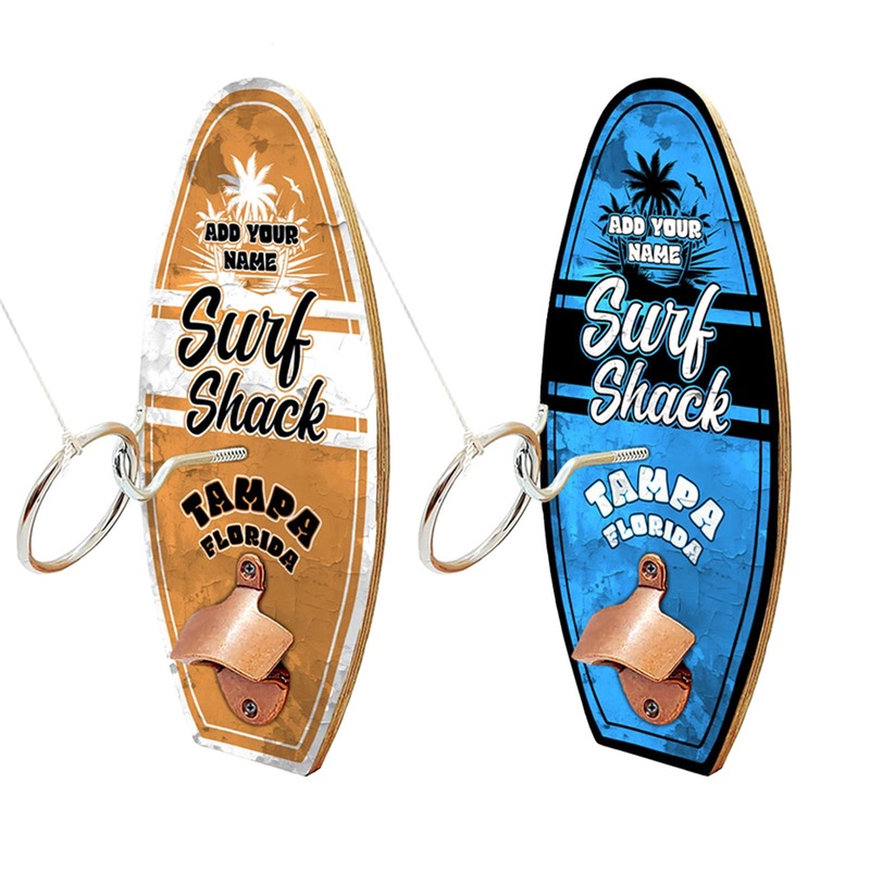 Custom Wall Surfboard Mounted Ring Toss Game W/ Bottle Opener – Surf Shack Design – Multiple Colors