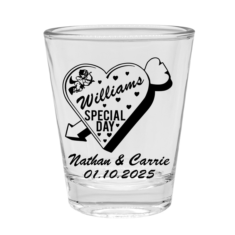 Customizable – 1.75oz Clear Shot Glass – Cupid Themed Shot Glasses