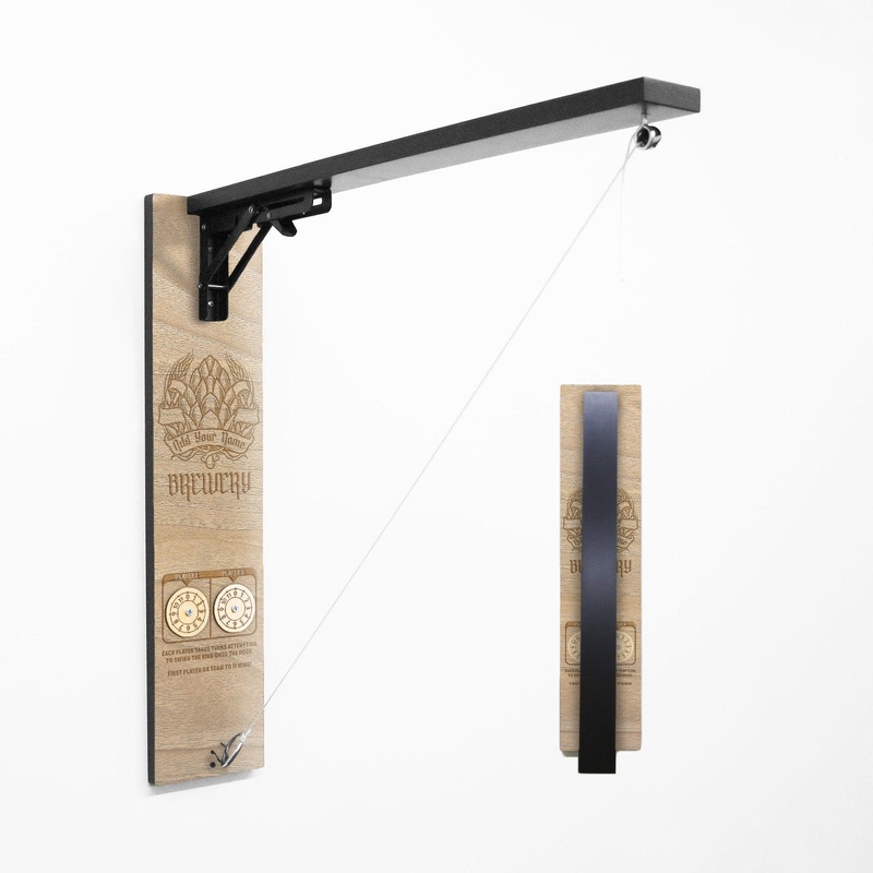 Customizable Engraved Wall Mounted Folding Ring Toss – Brewery Beer Hop W/ Banner