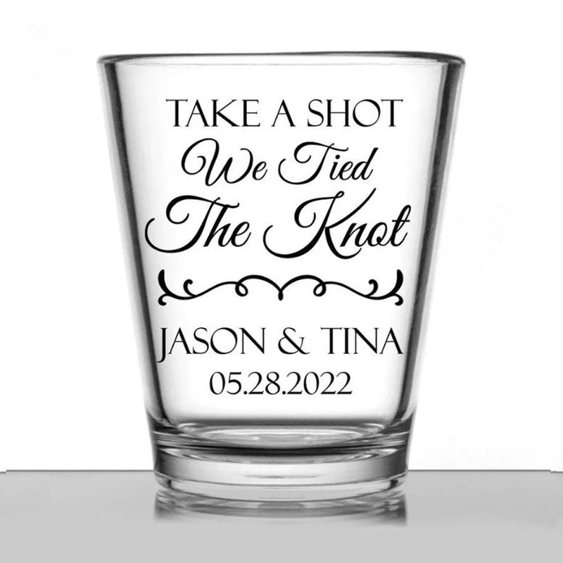 Personalized wedding shot glasses – Take A Shot We Tied The Knot