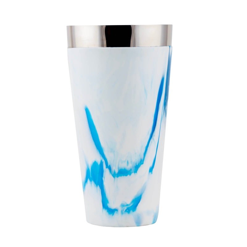 Weighted Vinylworks Shaker – 28 ounce – Blue/White Swirl