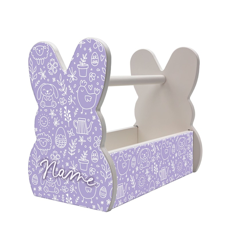 Wooden Bunny Basket – Customizable Easter Pattern – Multiple Color Options Available