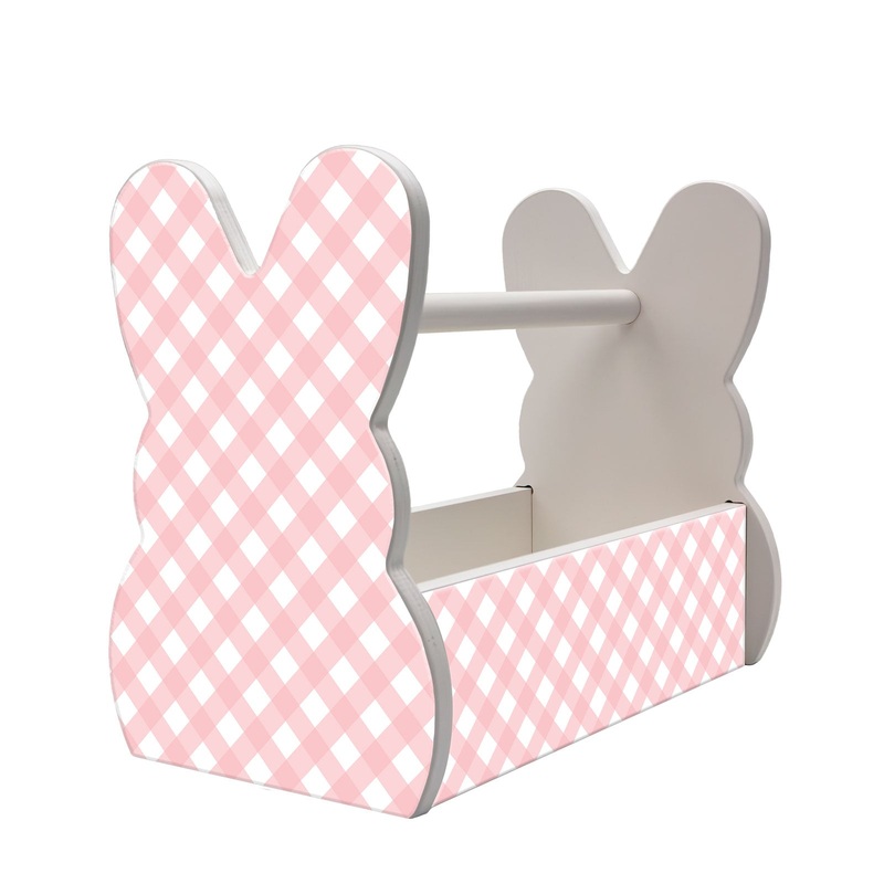 Wooden Bunny Basket – Plaid Pattern