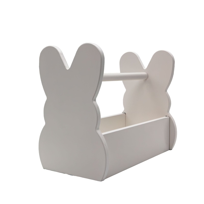 Wooden Bunny Basket – White