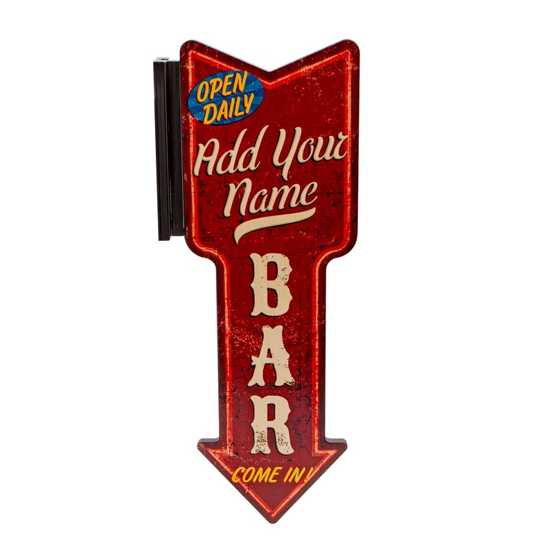 Customizable Vertical Hanging Wooden Arrow Sign Plaque  – Vintage Bar Theme – Handcrafted in the USA