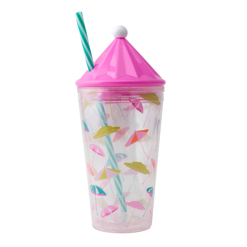 Umbrella Tumbler with Lid & Straw – 16 ounce